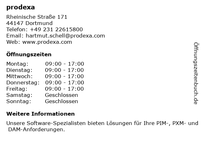 prodexa in Dortmund: Adresse und Öffnungszeiten