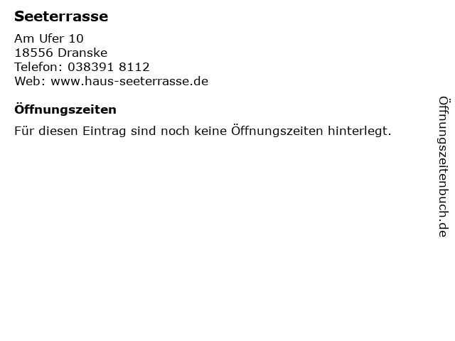 ᐅ Offnungszeiten Seeterrasse Am Ufer 10 In Dranske