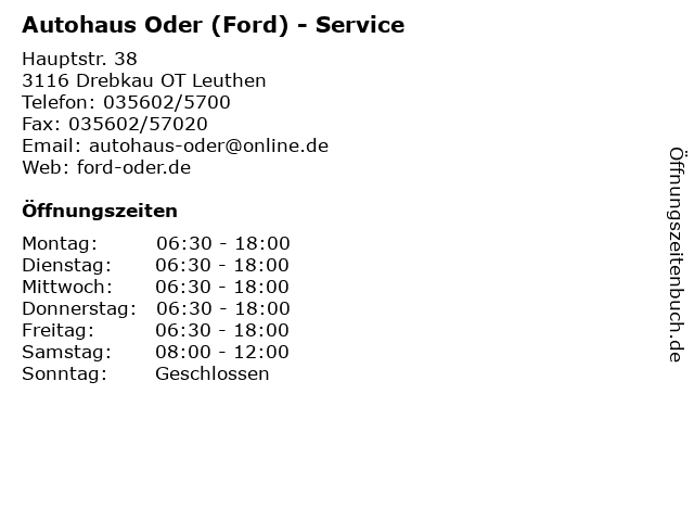 Autohaus Oder (Ford) - Service in Drebkau OT Leuthen: Adresse und Öffnungszeiten