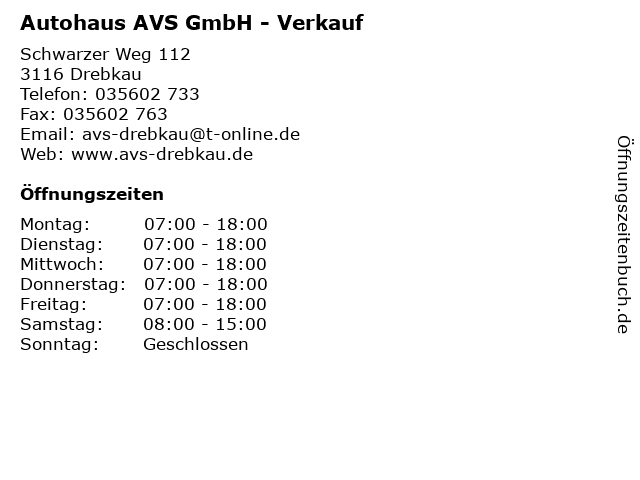 Autohaus AVS GmbH - Verkauf in Drebkau: Adresse und Öffnungszeiten