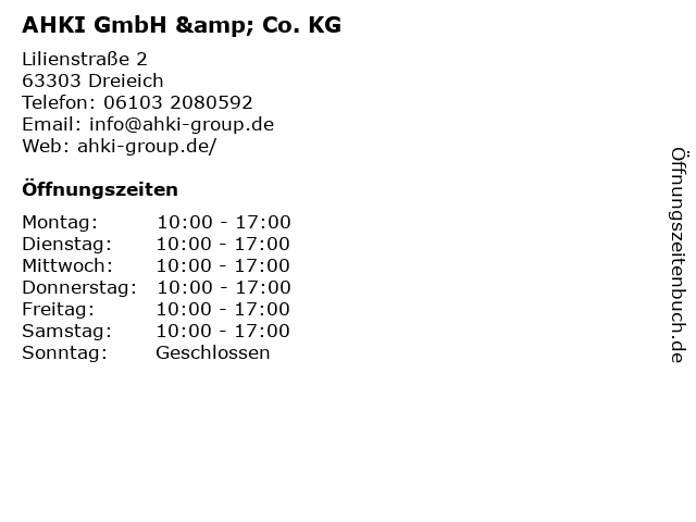 AHKI GmbH & Co. KG in Dreieich: Adresse und Öffnungszeiten