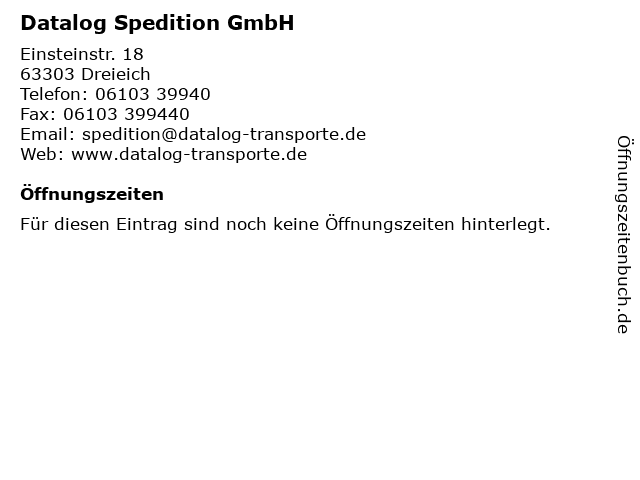 Datalog Spedition GmbH in Dreieich: Adresse und Öffnungszeiten