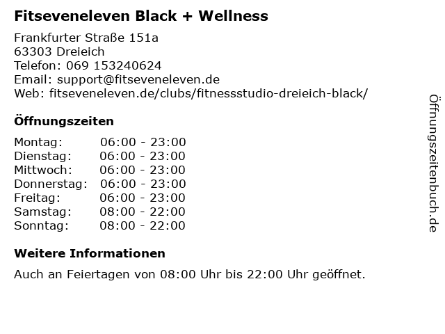 Fitseveneleven Black + Wellness in Dreieich: Adresse und Öffnungszeiten