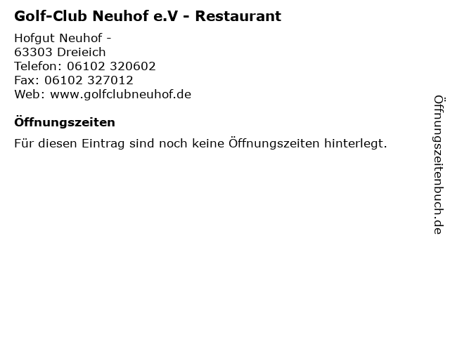 Golf-Club Neuhof e.V - Restaurant in Dreieich: Adresse und Öffnungszeiten