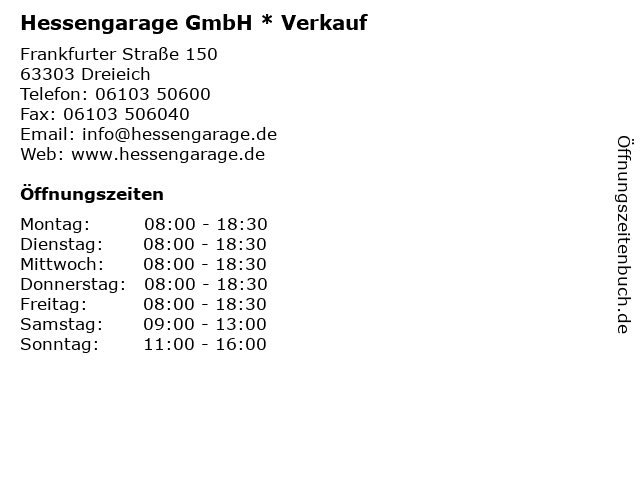 Hessengarage GmbH * Verkauf in Dreieich: Adresse und Öffnungszeiten