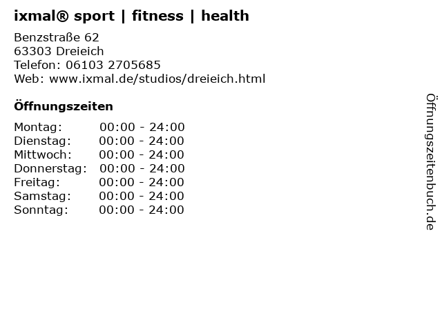 ixmal® sport | fitness | health in Dreieich: Adresse und Öffnungszeiten