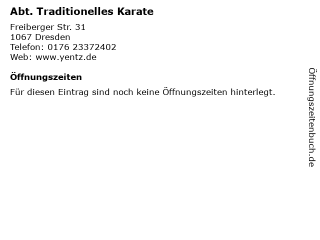 Abt. Traditionelles Karate in Dresden: Adresse und Öffnungszeiten