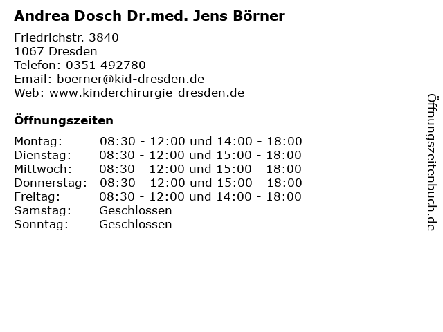 Andrea Dosch Dr.med. Jens Börner in Dresden: Adresse und Öffnungszeiten
