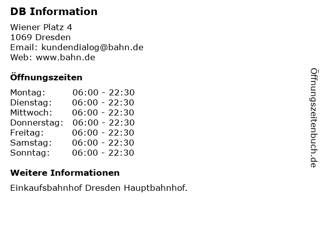 DB Information in Dresden: Adresse und Öffnungszeiten