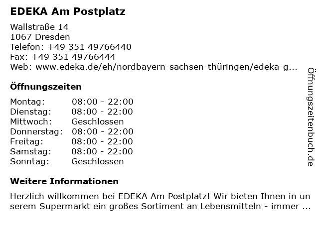 EDEKA Am Postplatz in Dresden: Adresse und Öffnungszeiten