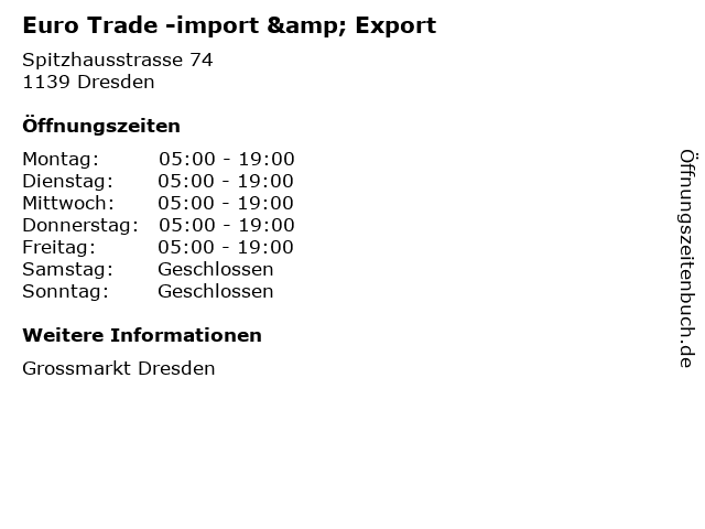 Euro Trade -import & Export in Dresden: Adresse und Öffnungszeiten