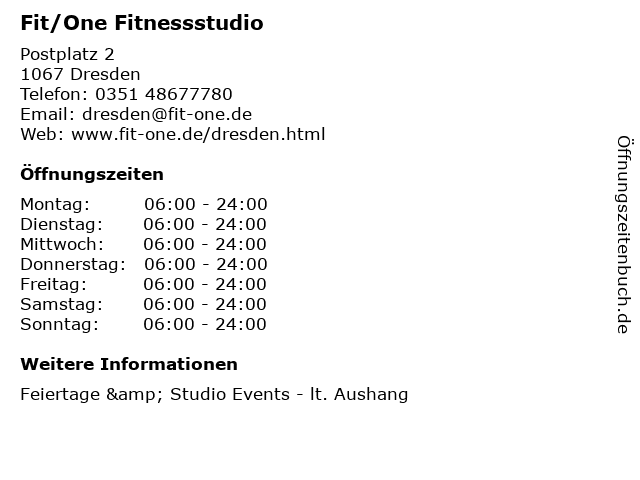 Fit/One Fitnessstudio in Dresden: Adresse und Öffnungszeiten