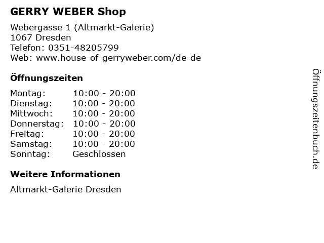 GERRY WEBER Shop in Dresden: Adresse und Öffnungszeiten