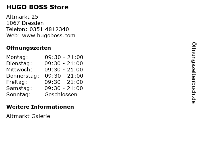 HUGO BOSS Store in Dresden: Adresse und Öffnungszeiten