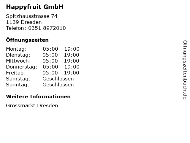 Happyfruit GmbH in Dresden: Adresse und Öffnungszeiten