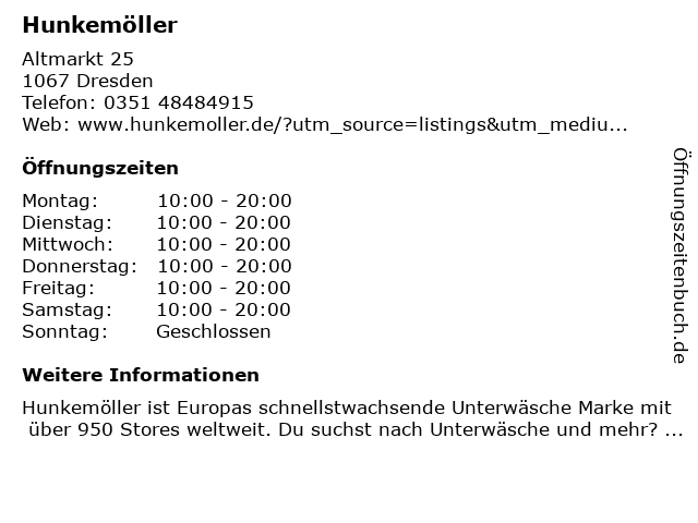 Hunkemöller in Dresden: Adresse und Öffnungszeiten