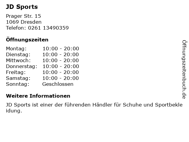 JD Sports in Dresden: Adresse und Öffnungszeiten
