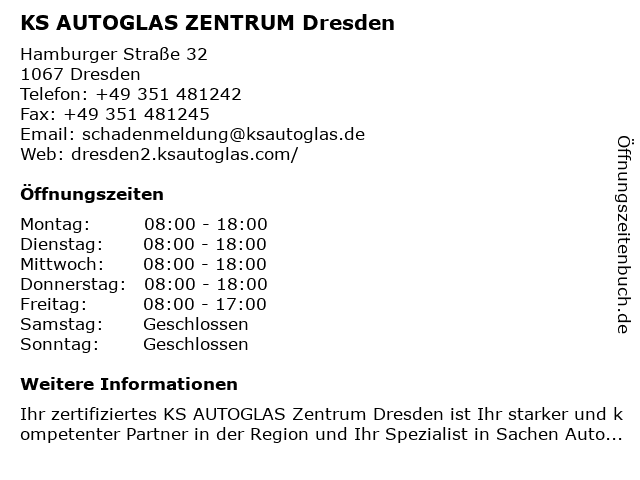 KS AUTOGLAS ZENTRUM Dresden in Dresden: Adresse und Öffnungszeiten
