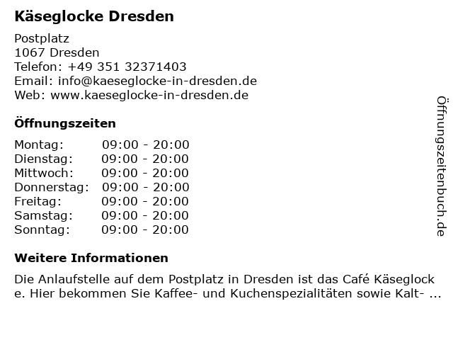 Käseglocke Dresden in Dresden: Adresse und Öffnungszeiten