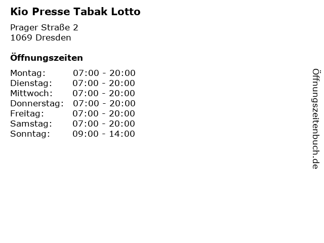 Kio Presse Tabak Lotto in Dresden: Adresse und Öffnungszeiten