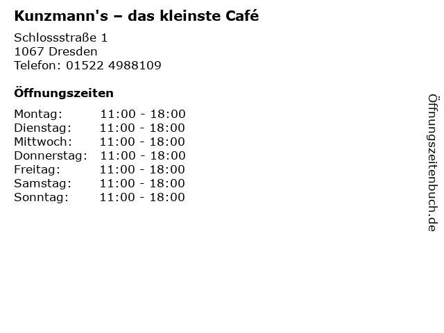 Kunzmann's – das kleinste Café in Dresden: Adresse und Öffnungszeiten