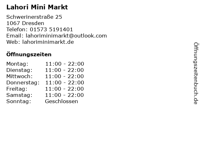 Lahori Mini Markt in Dresden: Adresse und Öffnungszeiten