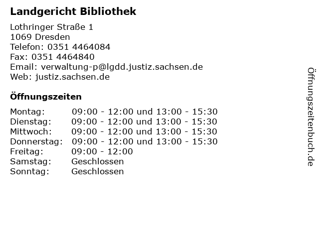 Landgericht Bibliothek in Dresden: Adresse und Öffnungszeiten