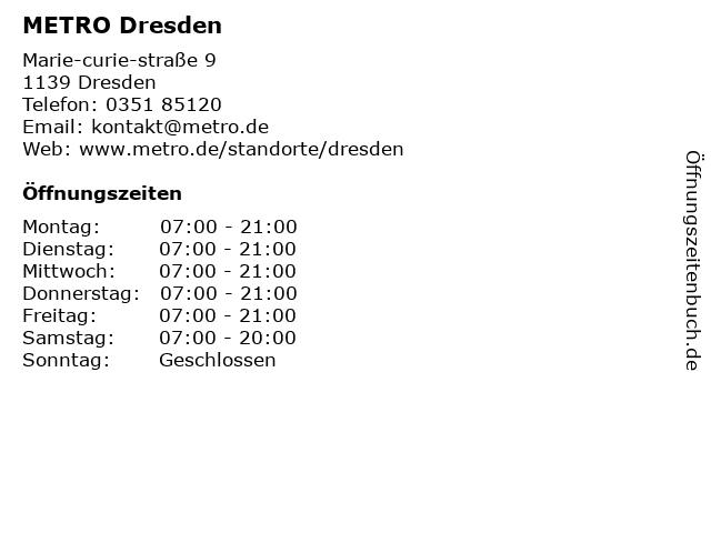 METRO Dresden in Dresden: Adresse und Öffnungszeiten