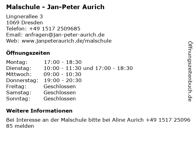 Malschule - Jan-Peter Aurich in Dresden: Adresse und Öffnungszeiten