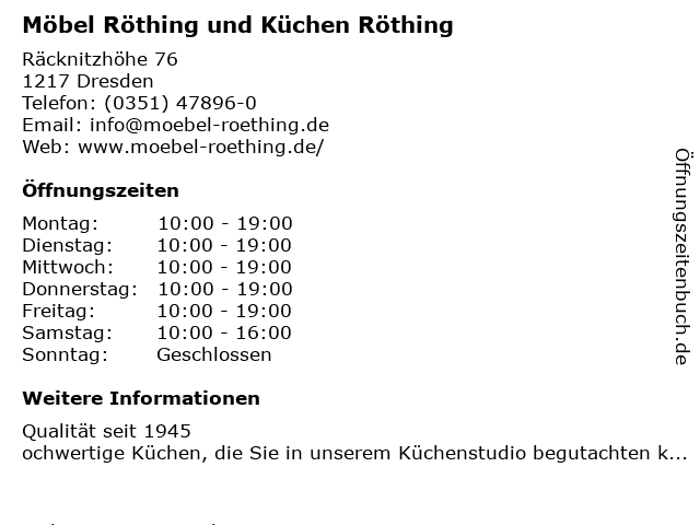 Möbel Röthing und Küchen Röthing in Dresden: Adresse und Öffnungszeiten