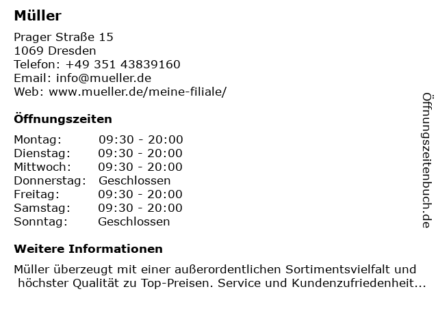 Müller in Dresden: Adresse und Öffnungszeiten
