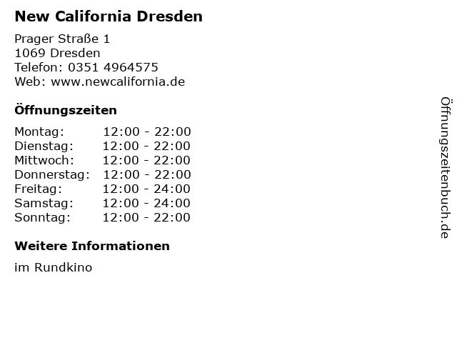 New California Dresden in Dresden: Adresse und Öffnungszeiten