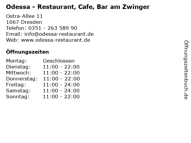 Odessa - Restaurant, Cafe, Bar am Zwinger in Dresden: Adresse und Öffnungszeiten