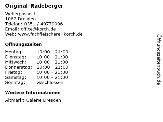 Original-Radeberger in Dresden: Adresse und Öffnungszeiten