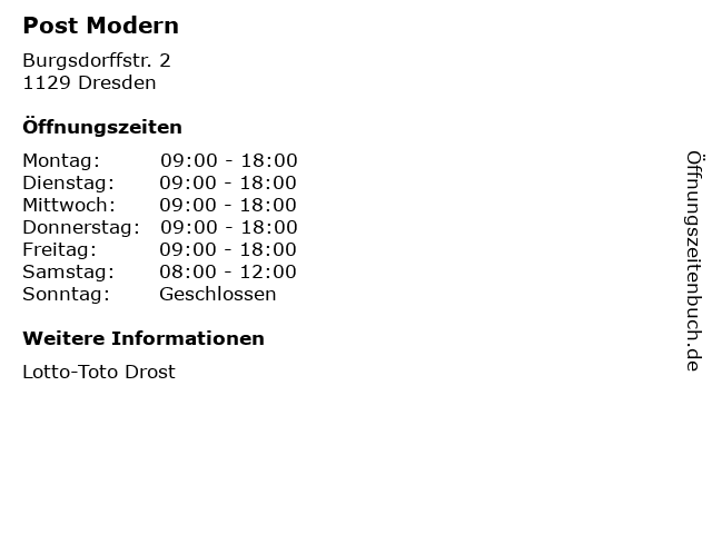 Post Modern in Dresden: Adresse und Öffnungszeiten