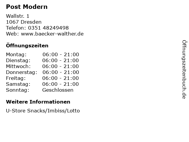 Post Modern in Dresden: Adresse und Öffnungszeiten