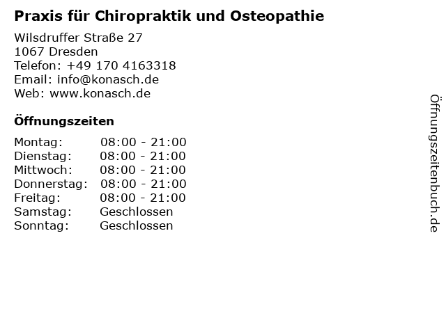 Praxis für Chiropraktik und Osteopathie in Dresden: Adresse und Öffnungszeiten