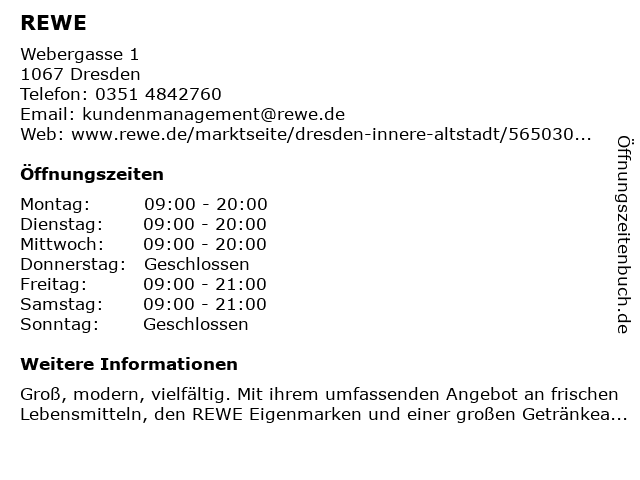 REWE in Dresden: Adresse und Öffnungszeiten