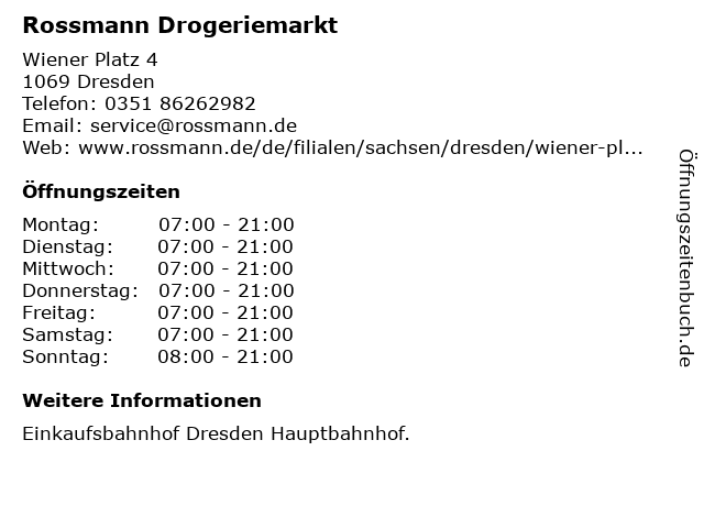 Rossmann in Dresden: Adresse und Öffnungszeiten