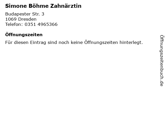 Simone Böhme Zahnärztin in Dresden: Adresse und Öffnungszeiten