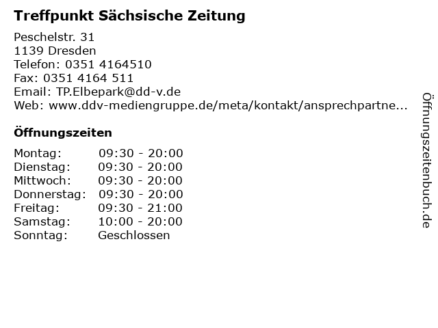 Treffpunkt Sächsische Zeitung in Dresden: Adresse und Öffnungszeiten