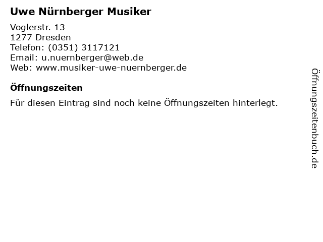 Uwe Nürnberger Musiker in Dresden: Adresse und Öffnungszeiten