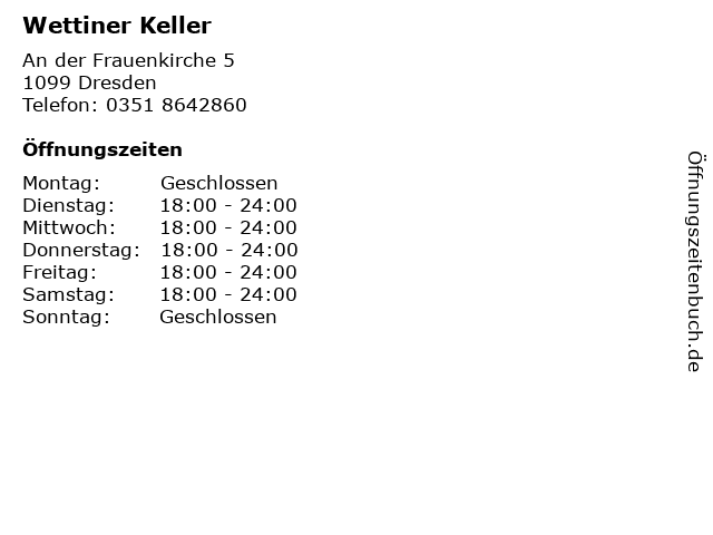 Wettiner Keller in Dresden: Adresse und Öffnungszeiten