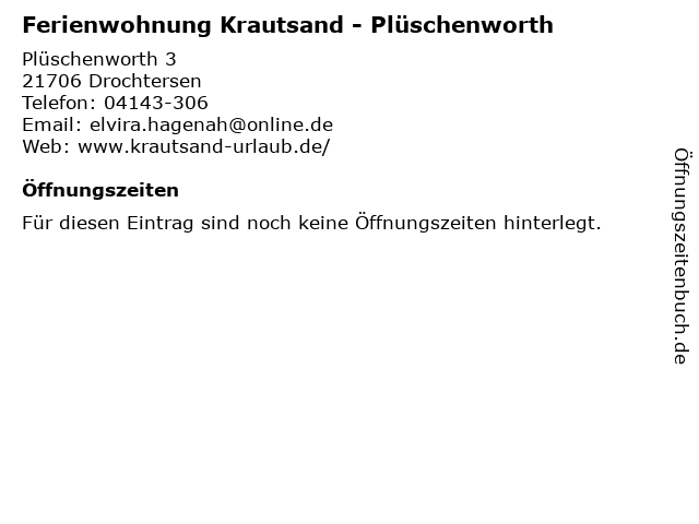 Ferienwohnung Krautsand - Plüschenworth in Drochtersen: Adresse und Öffnungszeiten