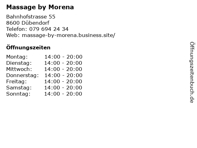 Massage by Morena in Dübendorf: Adresse und Öffnungszeiten