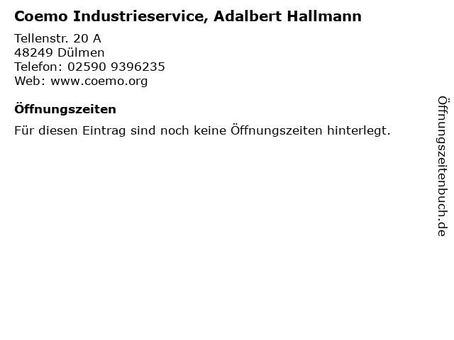 Coemo Industrieservice, Adalbert Hallmann in Dülmen: Adresse und Öffnungszeiten
