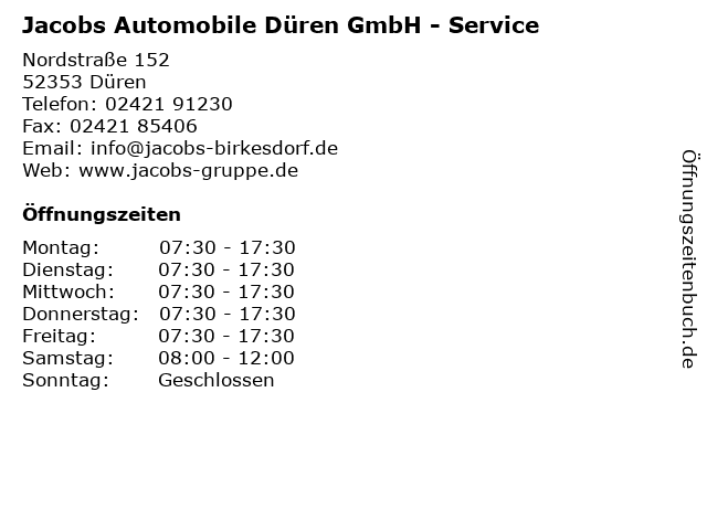 Jacobs Automobile Düren GmbH - Service in Düren: Adresse und Öffnungszeiten
