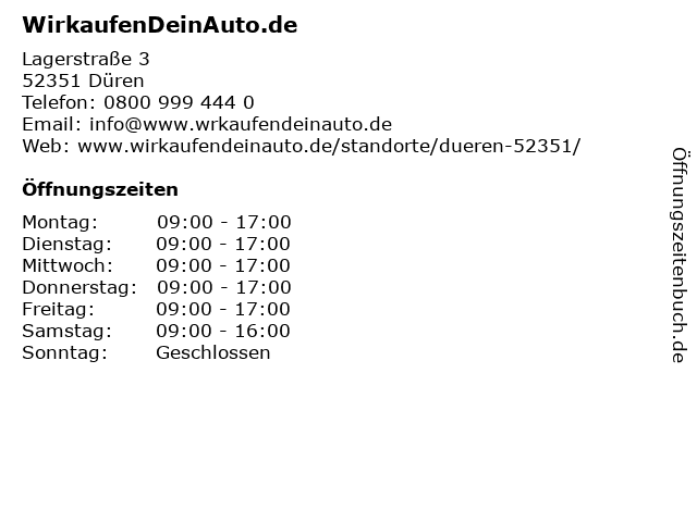 WirkaufenDeinAuto.de in Düren: Adresse und Öffnungszeiten