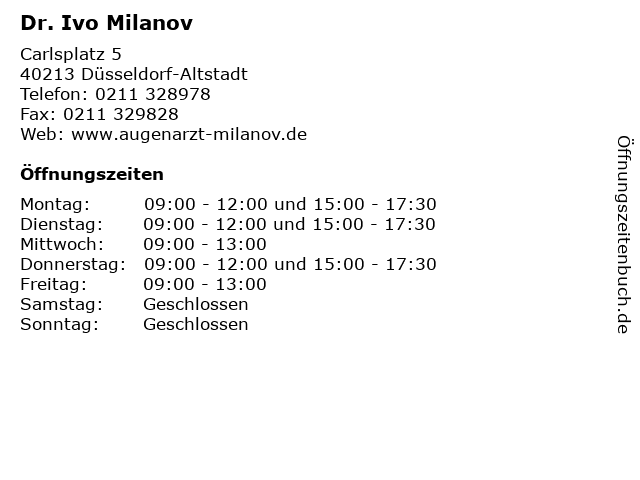 Dr. Ivo Milanov in Düsseldorf-Altstadt: Adresse und Öffnungszeiten