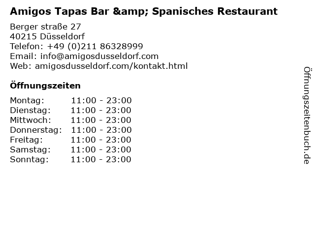 Amigos Tapas Bar & Spanisches Restaurant in Düsseldorf: Adresse und Öffnungszeiten